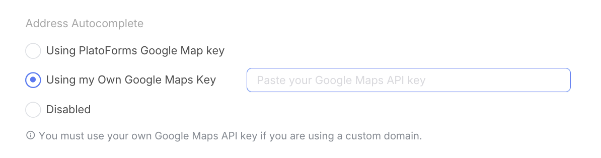 Autocomplete options