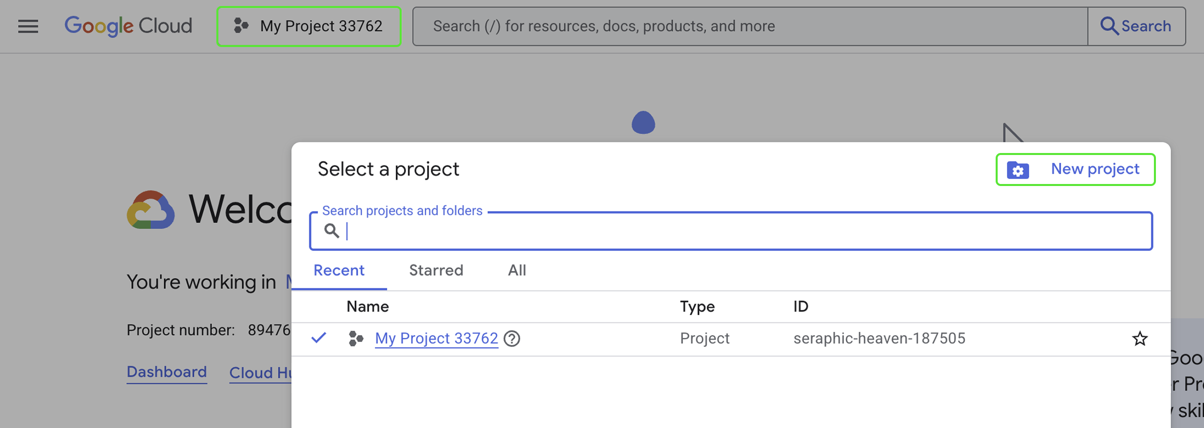 Create a new project