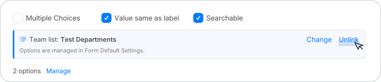 Unlink a Dropdown field from a Team list