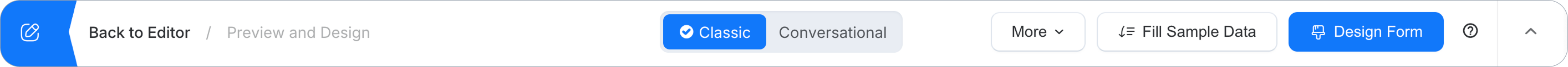 Design Form button in Preview and Design