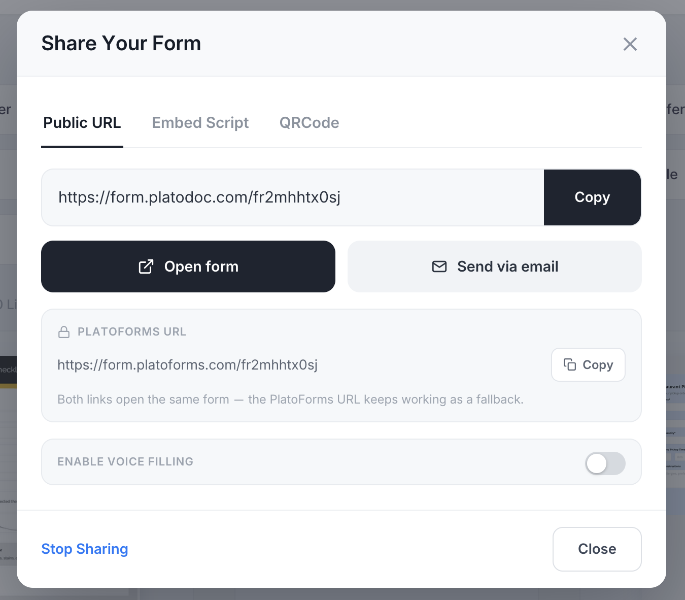 Share your form