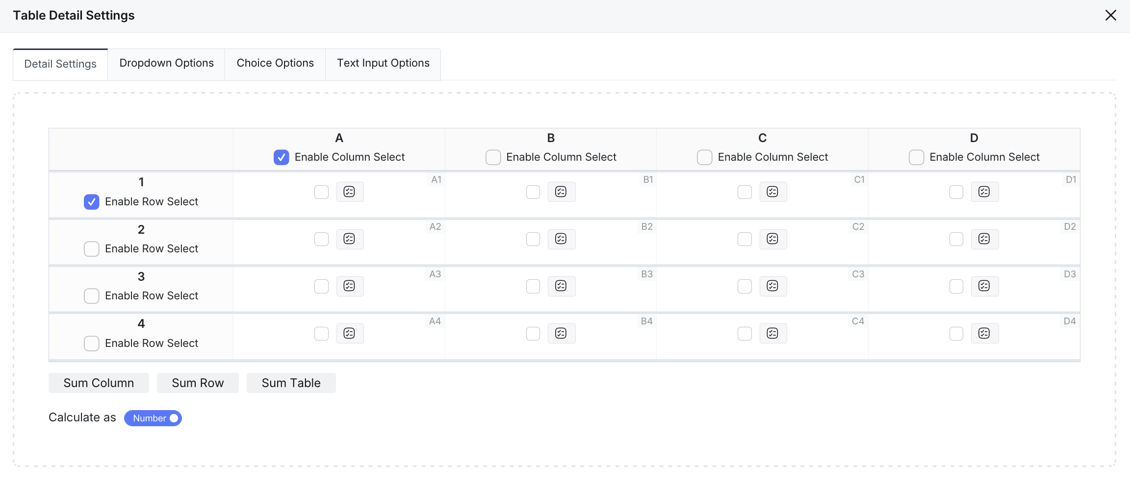 Selection Configuration