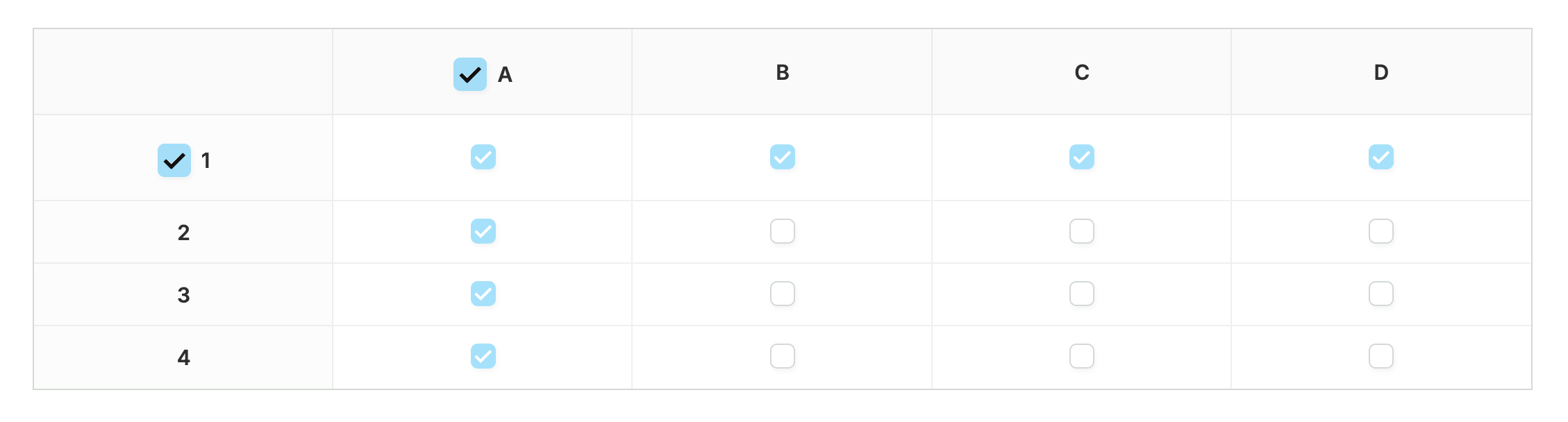 Table Selection Settings