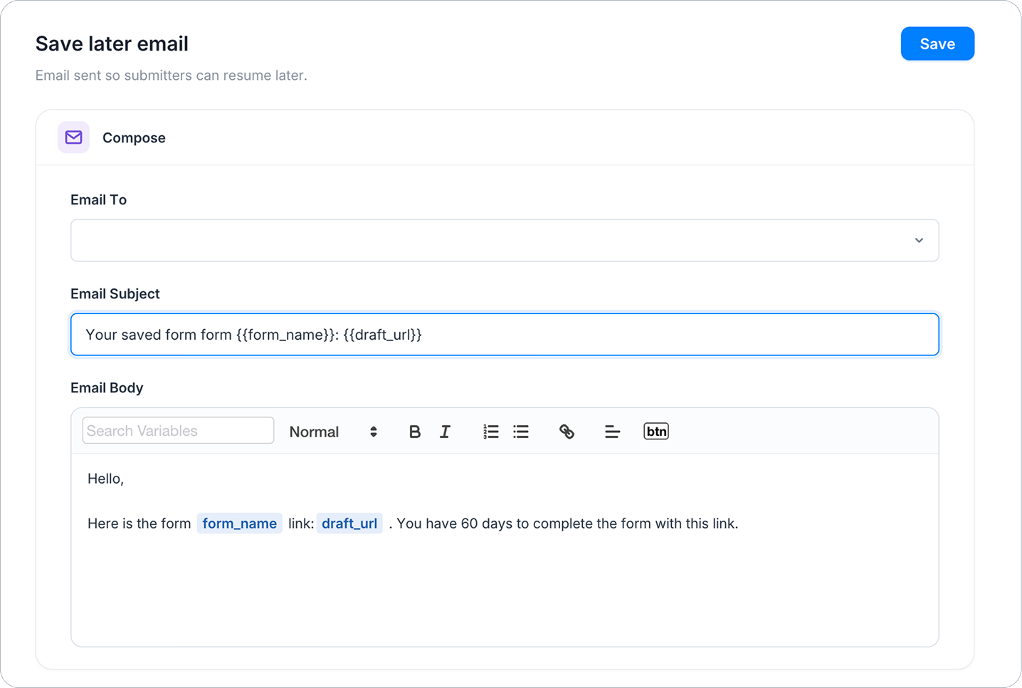 Add variables in email subject