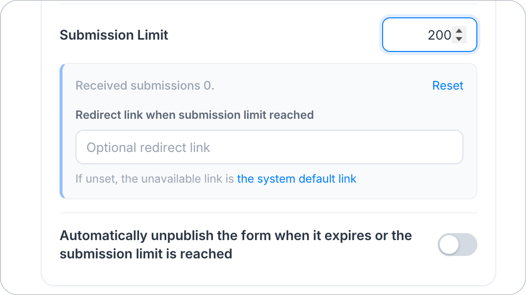 Submit limitation