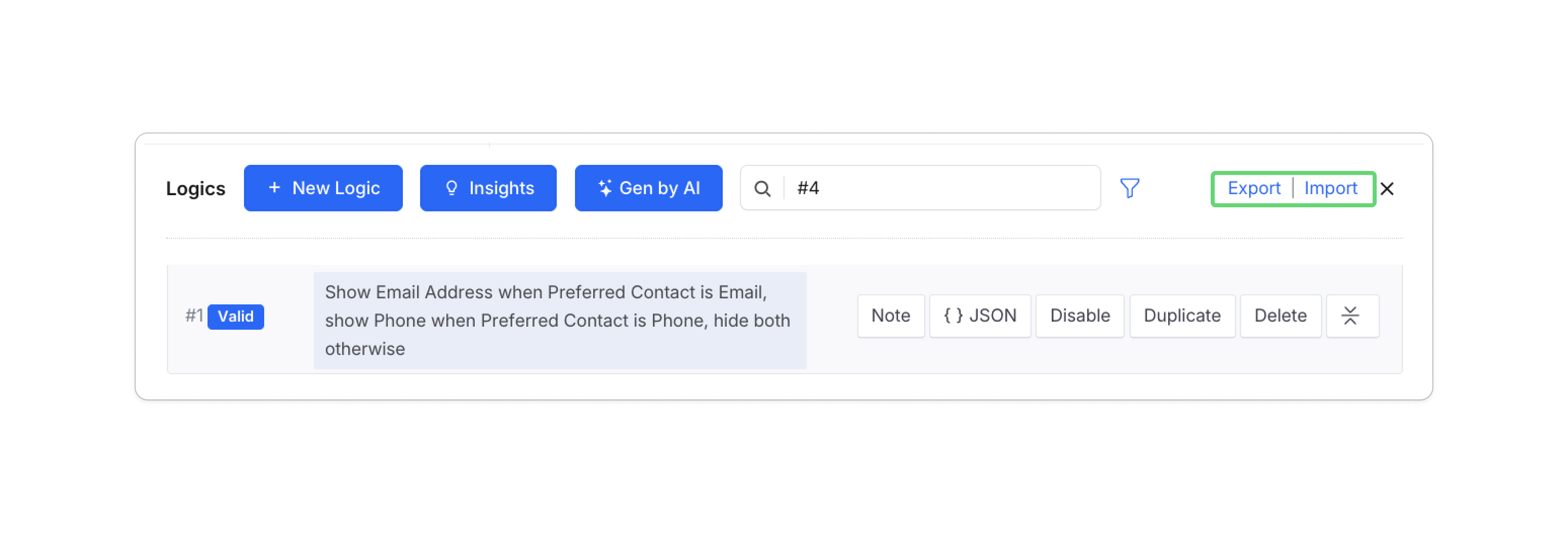 Manage logics in bulk