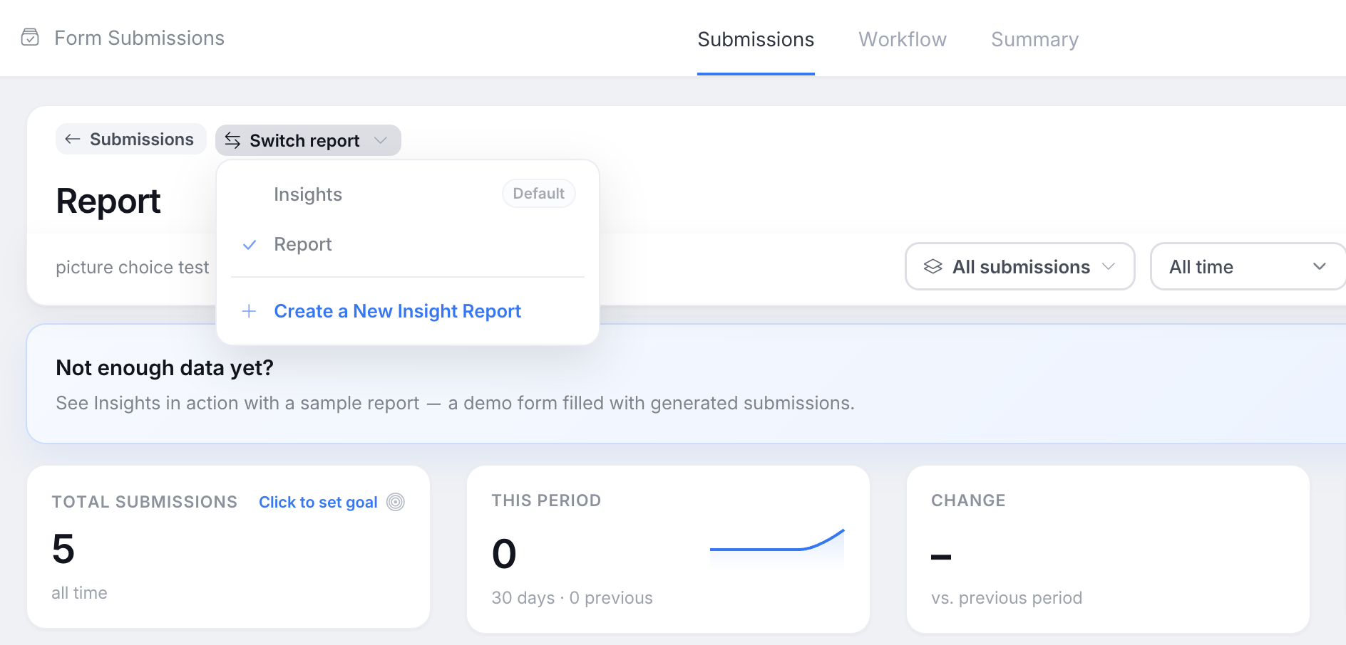 Switch between reports or create another report