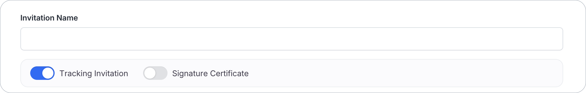 Tracking Invitation toggle on the FormCan invitation settings page