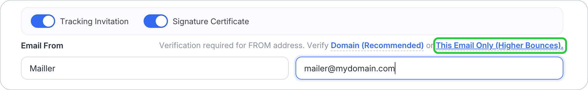 Verify a single email address as the invitation sender