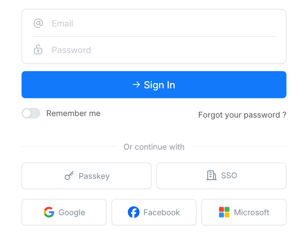 The Passkey button on the login page