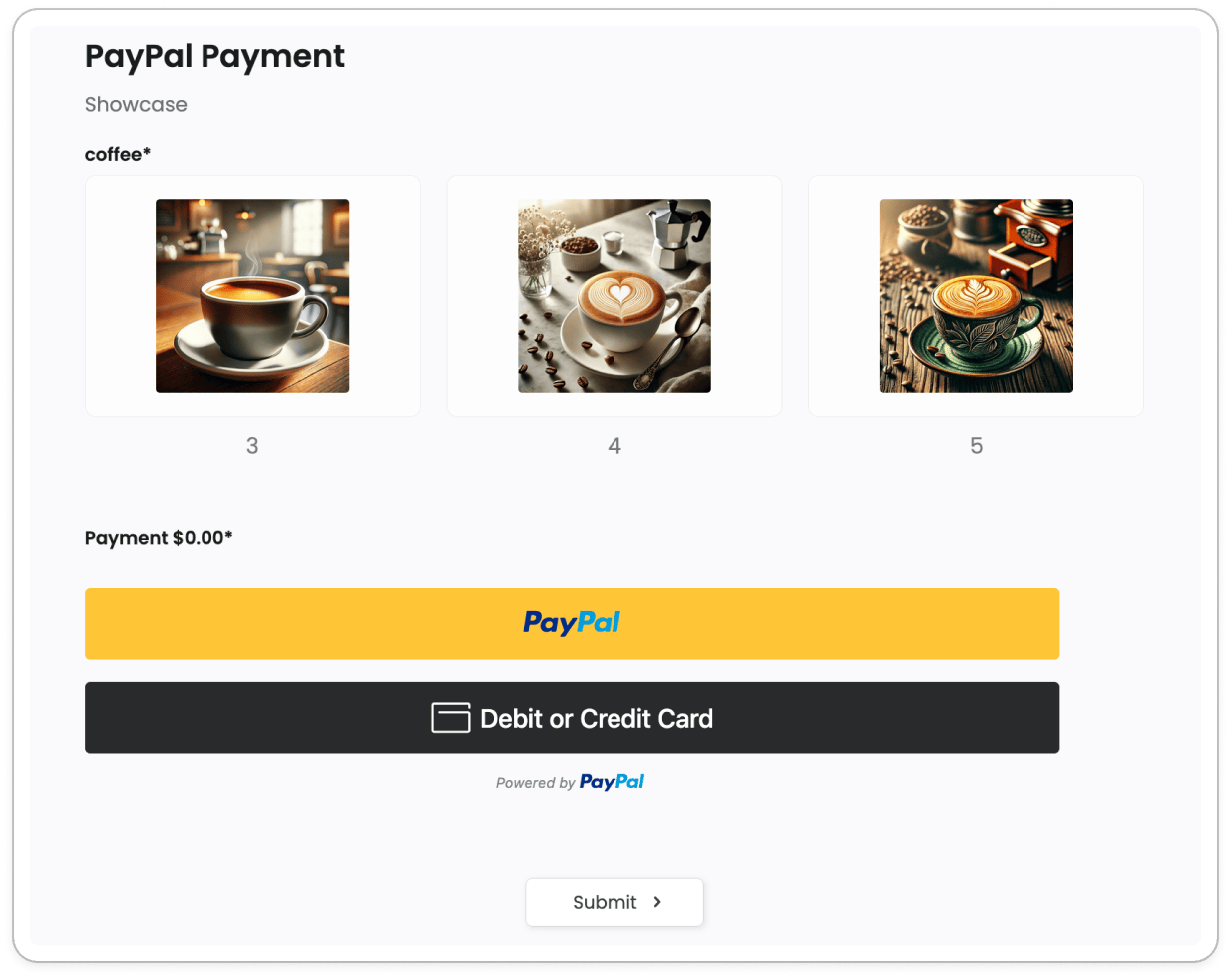 PayPal Payment field showcase