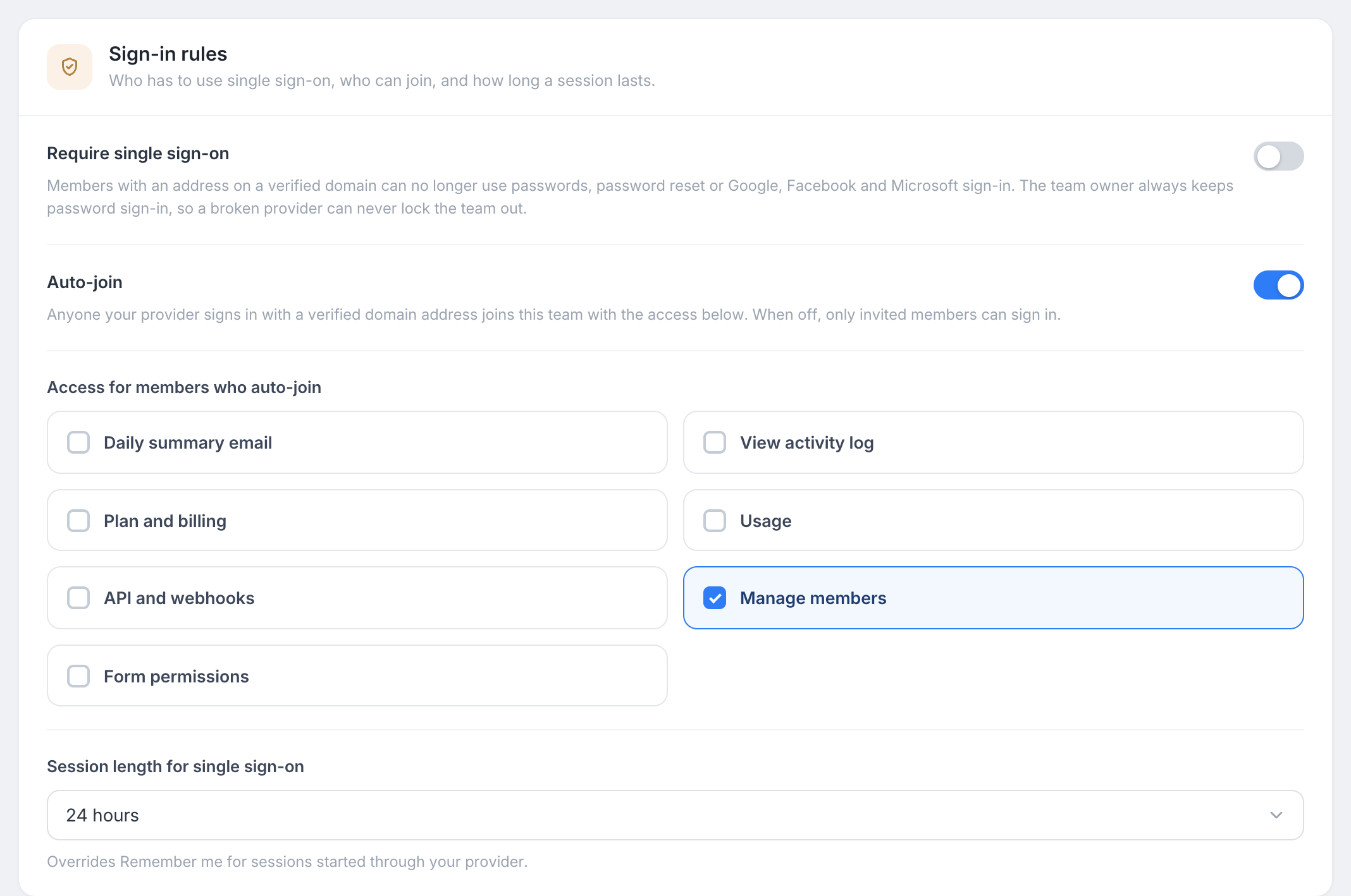 The Sign-in rules tab