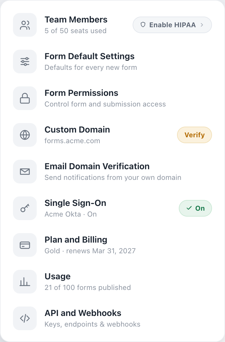 Single Sign-On in the team menu