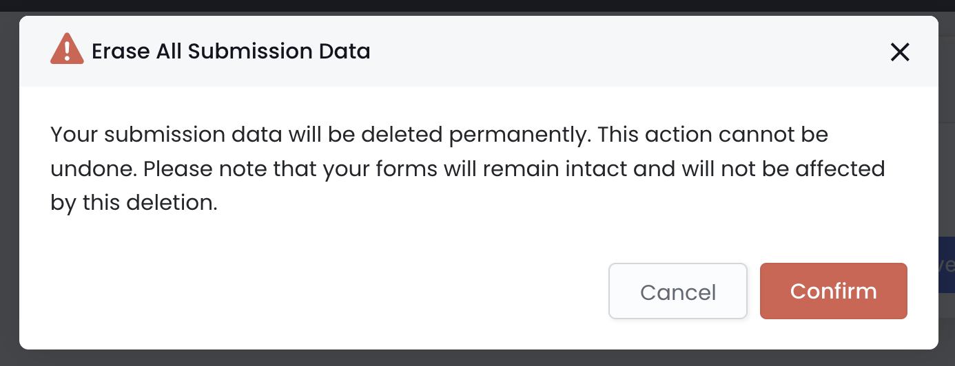 confirm erase all submissions
