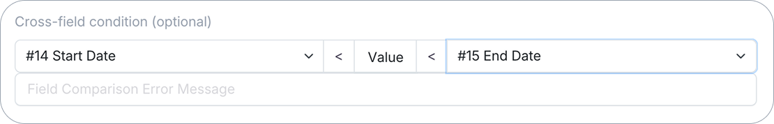 Cross-field condition set to Start Date < Value < End Date