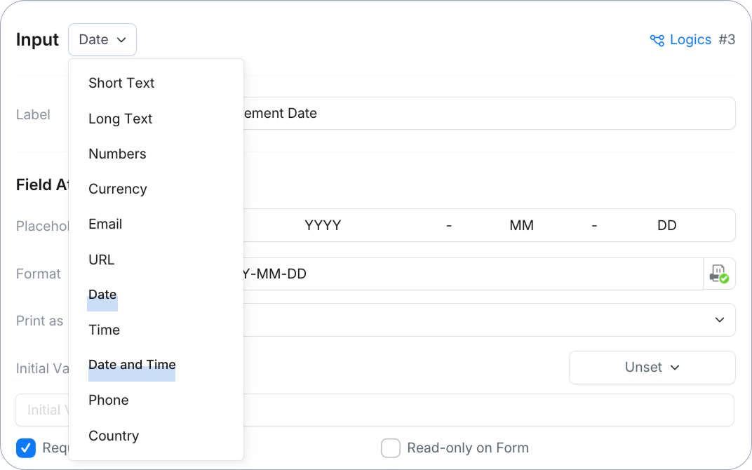 Date and Date and Time fields